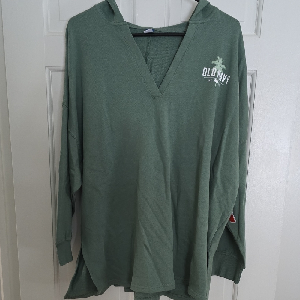 Old Navy Olive V-Neck Hoodie